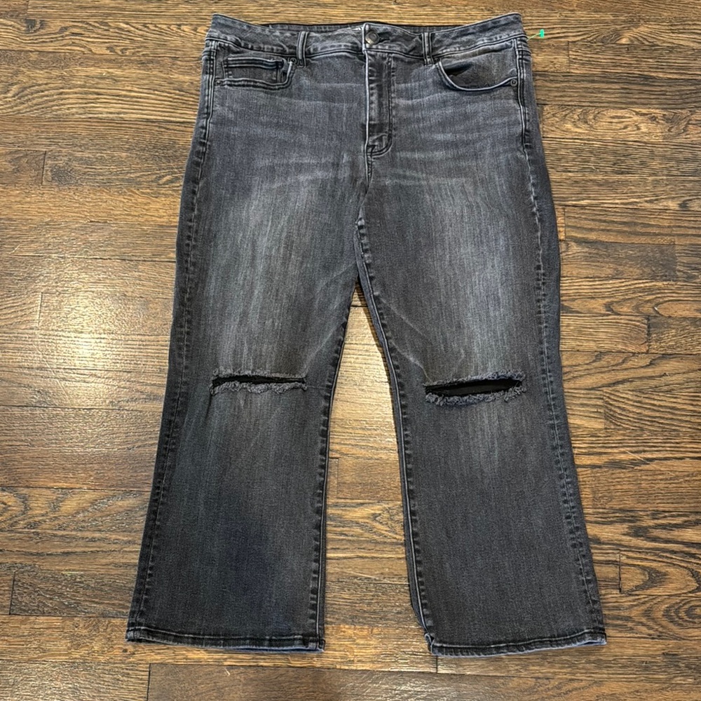AE high rise distressed kick crop jeans